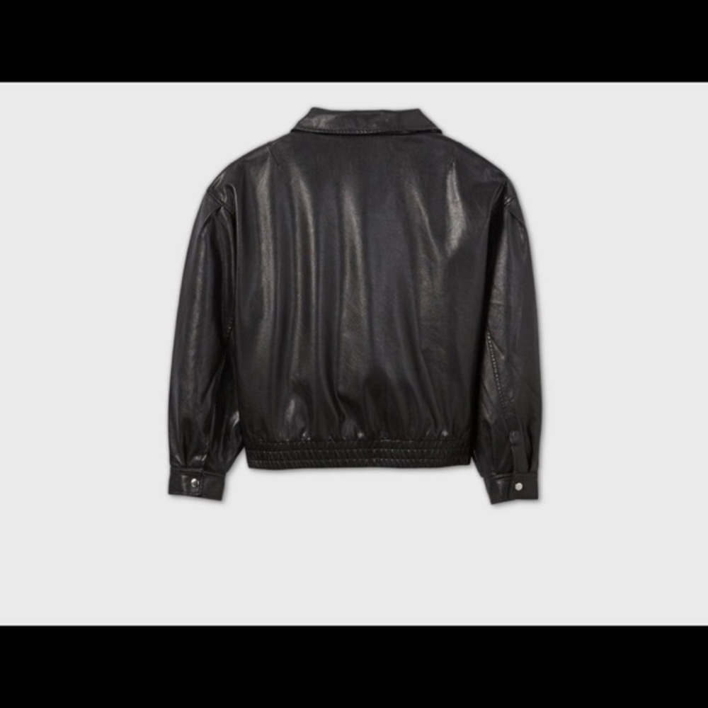 - Women's Faux Leather Bomber Jacket - Wild … - Picture 5 of 16